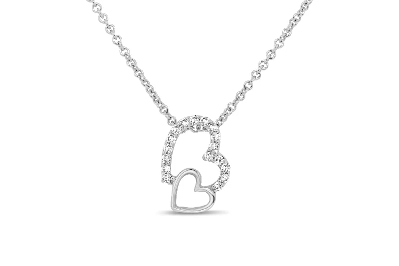 birthstone necklace for mom Diamond Double Heart Necklace