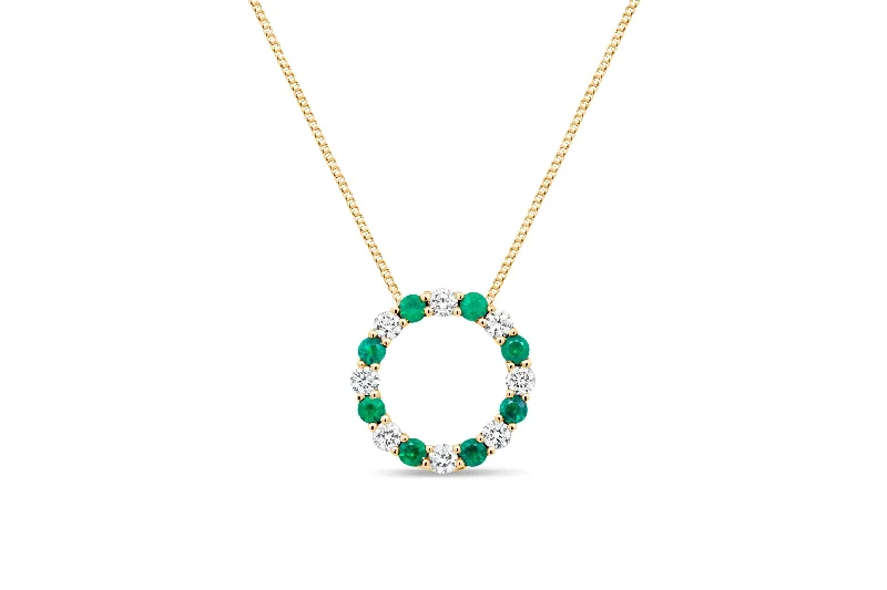 dainty birthstone ring for women Diamond & Emerald Circle Necklace