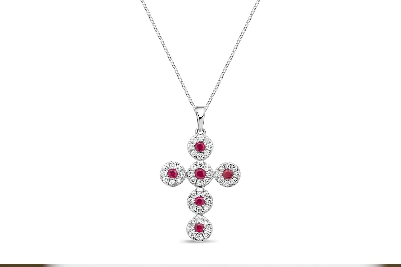 sapphire princess cut ring Diamond & Ruby Cross Necklace