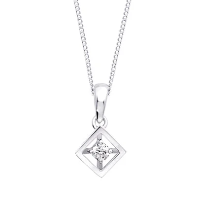 rose gold initial pendant necklace Diamond Shape Diamond Necklace