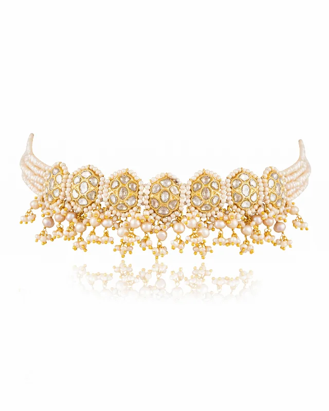 dainty chain bracelet layered Diksha Polki Choker