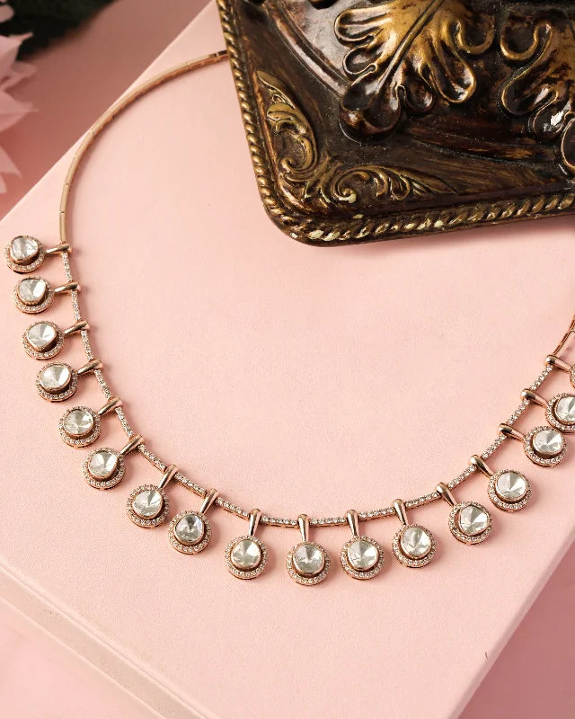 white topaz stacking rings Diya Polki And Diamond Necklace
