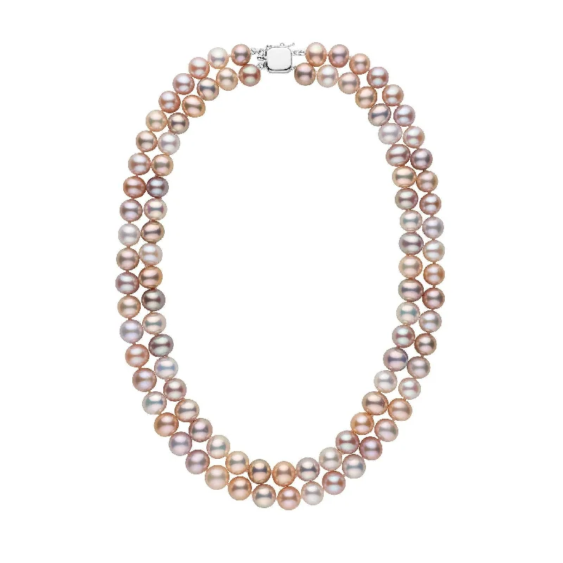 classic gemstone stud earrings Double Strand 8.5-9.0 mm AA+ Multicolor Freshwater Pearl Necklace
