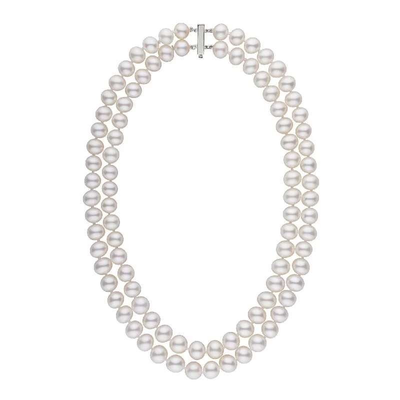 gold heart-shaped pendant necklace 8.5-9.0 mm AA+ Double Strand White Freshwater Pearl Necklace