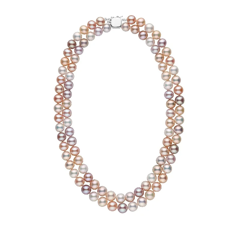 gold charm bracelet with initials Double Strand 8.5-9.0 mm AAA Multicolor Freshwater Pearl Necklace
