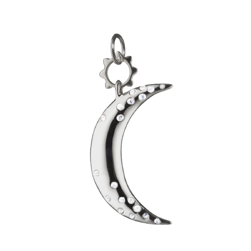 vintage-inspired pearl brooch "DREAM" MOON CHARM WITH SAPPHIRES