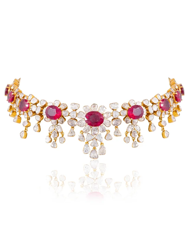 celestial moonstone ring gold Druti Polki Necklace
