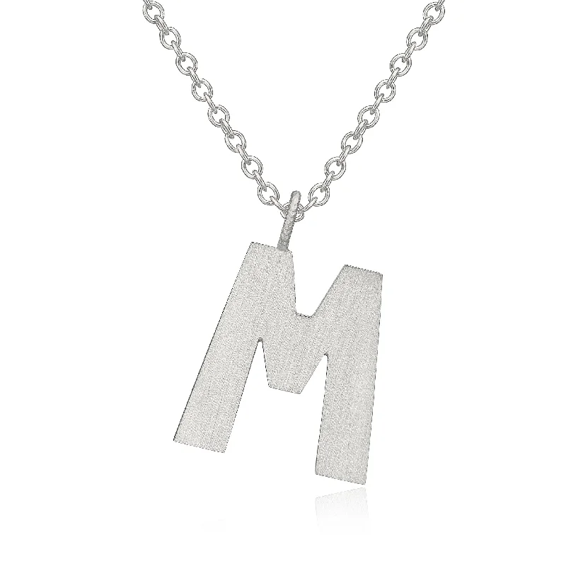 handcrafted beaded hoop earrings Letter M Silver Necklace