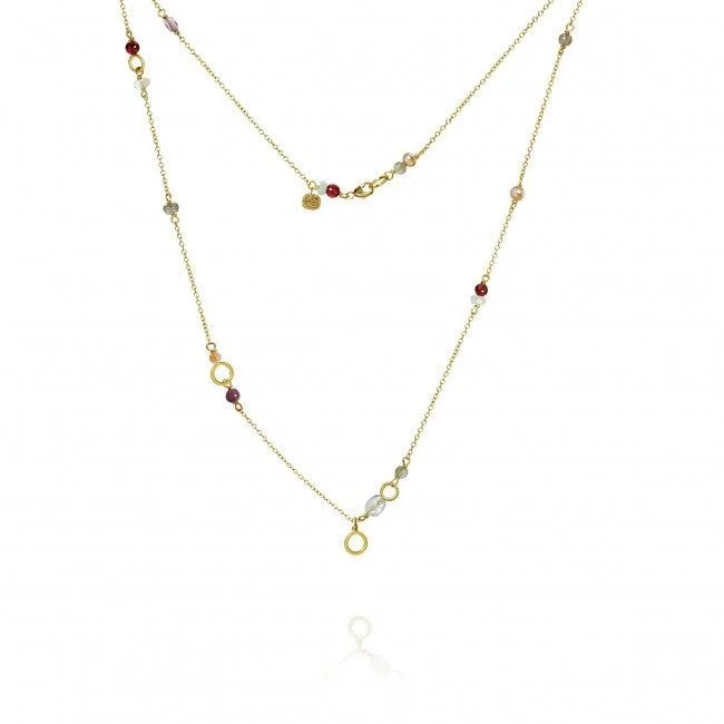 boho macrame bead anklet Piccolo Daybreak 18K Gold Necklace w. Gemstones