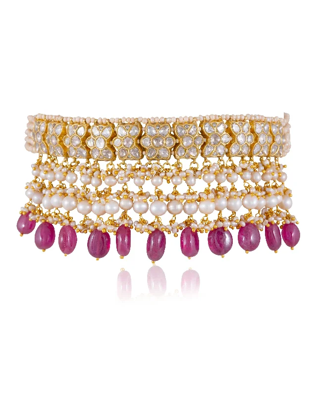 classic silver pearl earrings Earlene Polki Choker