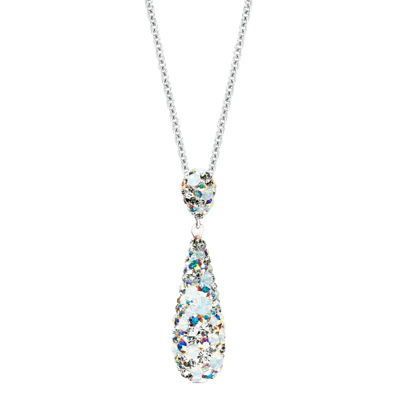 birthstone charm bracelet for mom Eclipse Sterling Silver with Round Cut White Crystal Necklaces