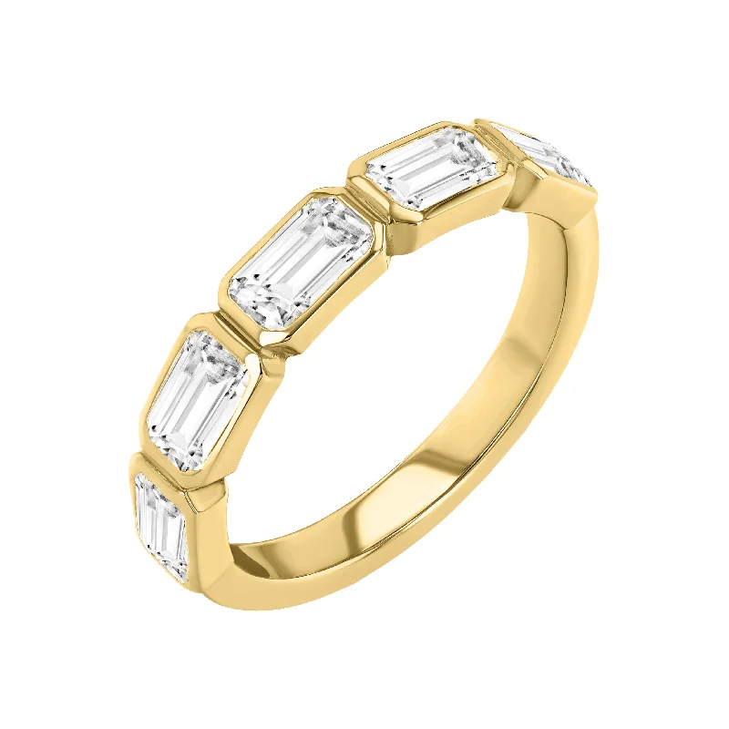 Lab Diamond Emerald Cut Bezel Set Band