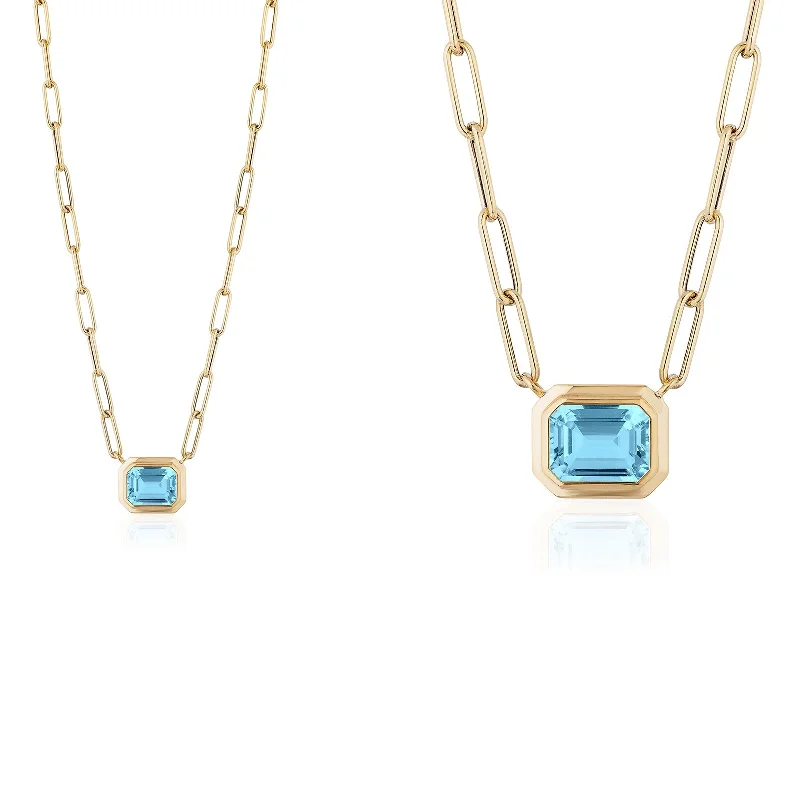 custom silver charm bracelet Emerald Cut East-West Pendant