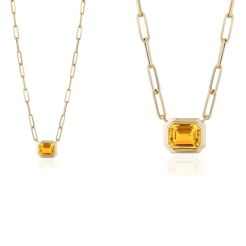 unique square diamond ring Emerald Cut East-West Pendant