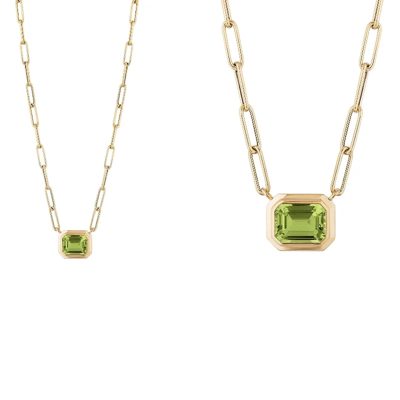 handmade braided leather necklace Emerald Cut East-West Pendant