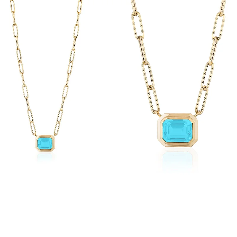 gold charm bracelet with initials Emerald Cut East-West Pendant