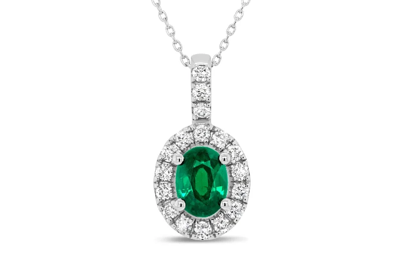minimalist pearl pendant necklace Emerald Halo Necklace