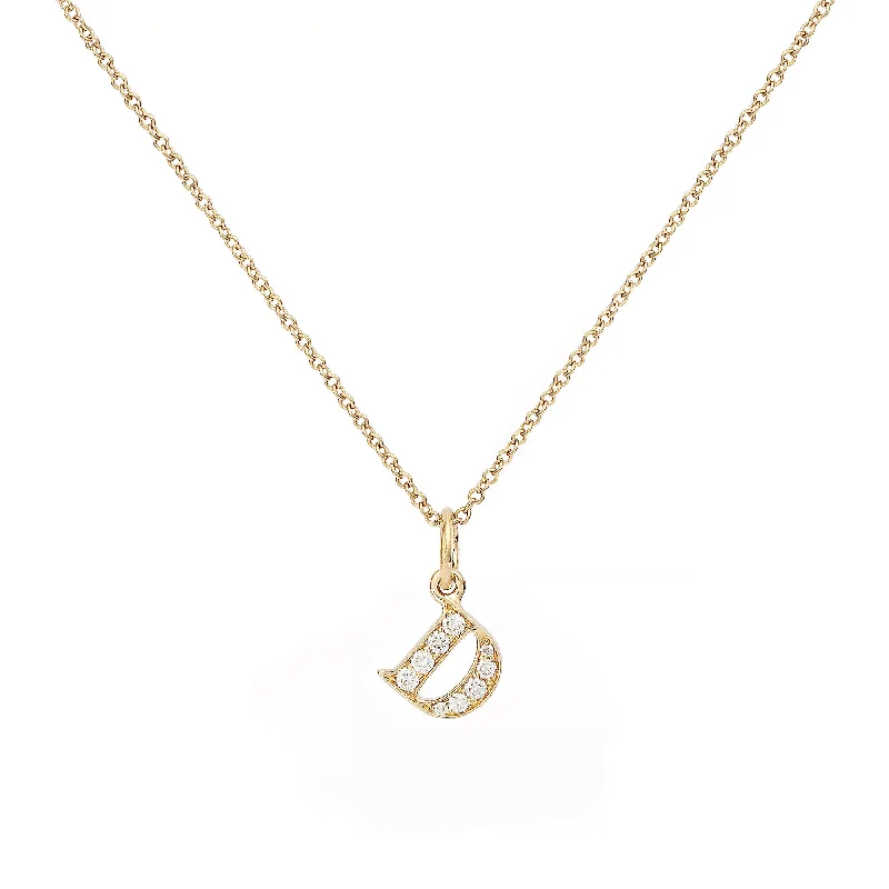 rose gold initial pendant necklace Love Letter D 18K Gold Necklace w. Diamonds