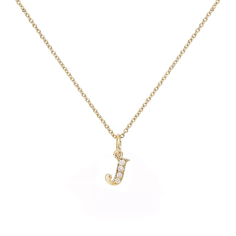 rose gold cartilage barbell Love Letter J 18K Gold Necklace w. Diamonds