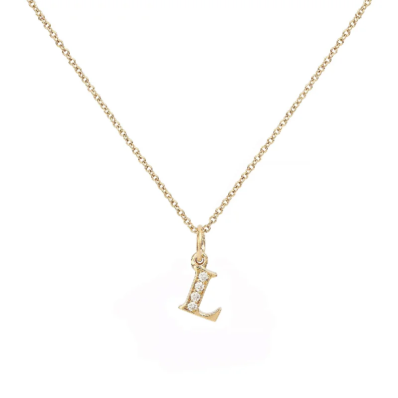 celestial galaxy planet necklace Love Letter L 18K Gold Necklace w. Diamonds