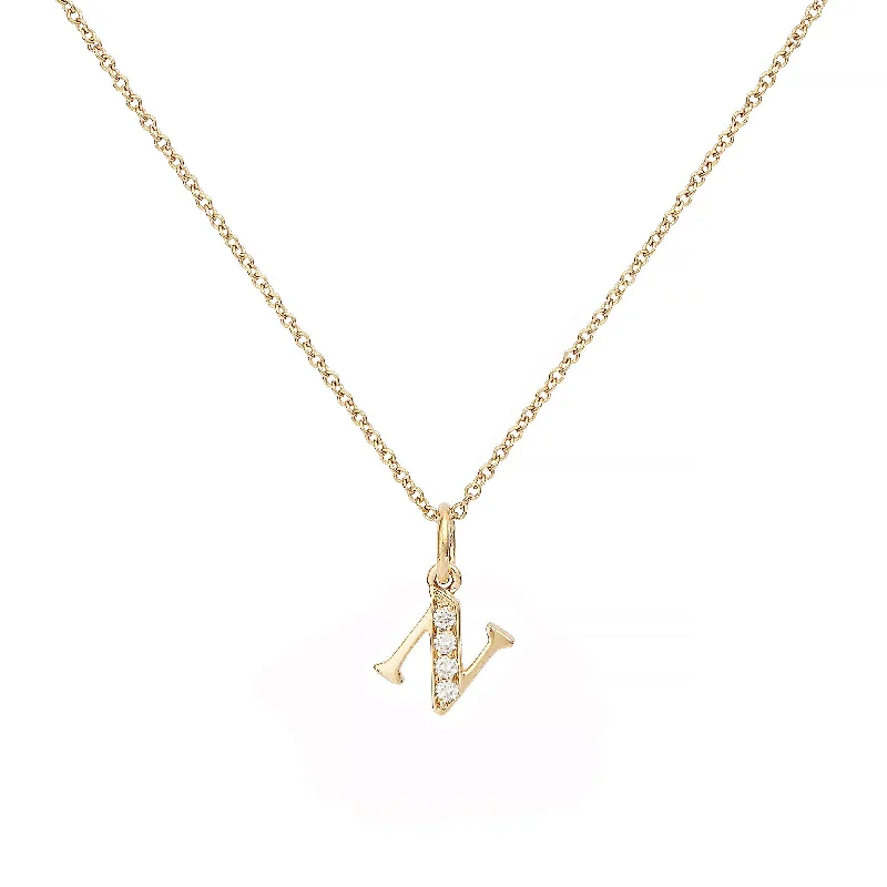 antique filigree wedding band Love Letter N 18K Gold Necklace w. Diamonds
