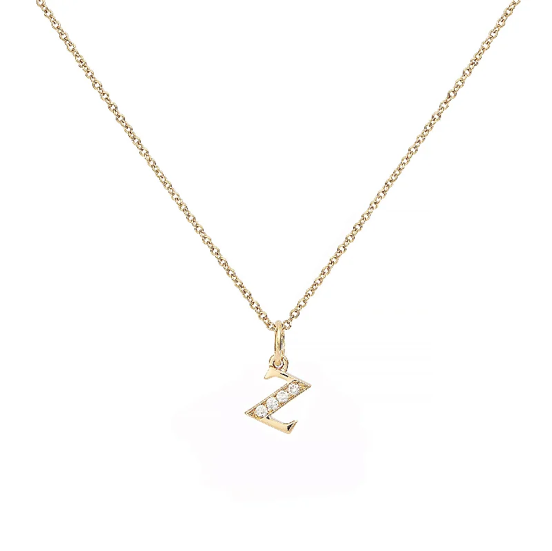 minimalist sapphire drop necklace Love Letter Z 18K Gold Necklace w. Diamonds
