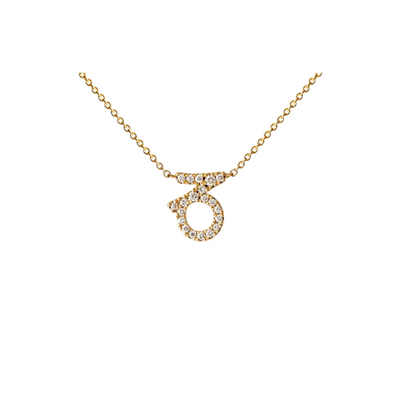 thin silver chain necklace Petit Sign Capricorn 18K Gold Necklace w. Diamonds
