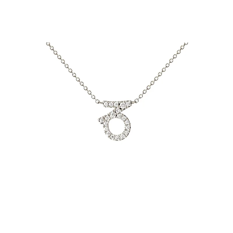 statement silver feather earrings Petit Sign Capricorn 18K Whitegold Necklace w. Diamonds