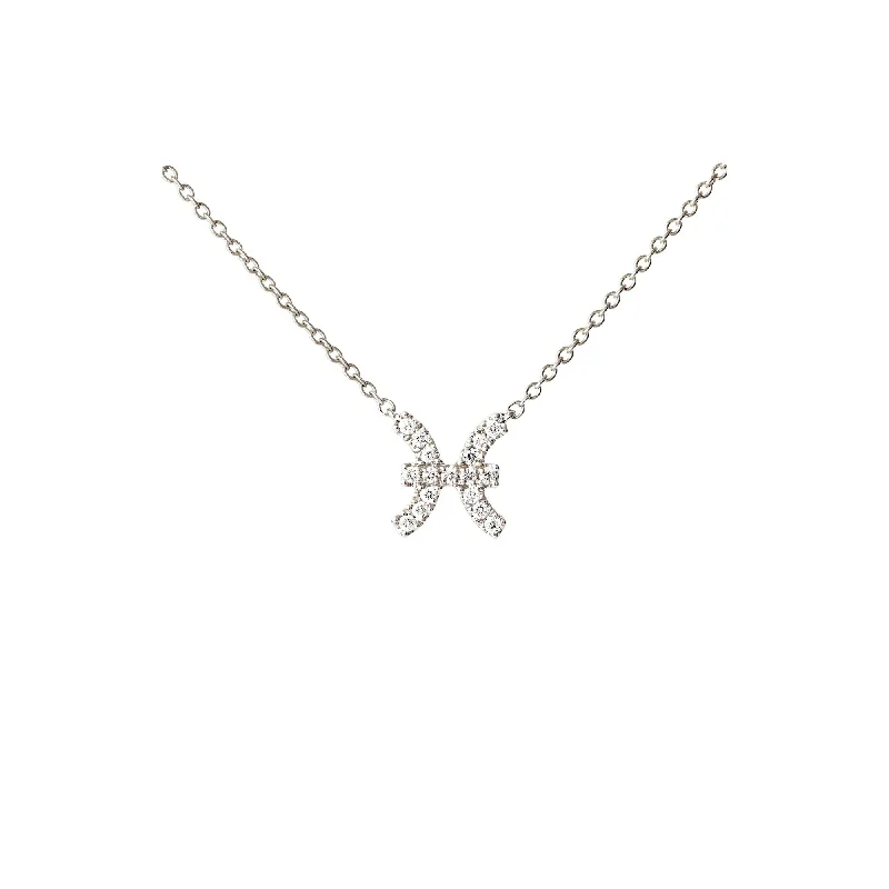 gold choker necklace simple Petit Sign Pisces 18K Whitegold Necklace w. Diamonds