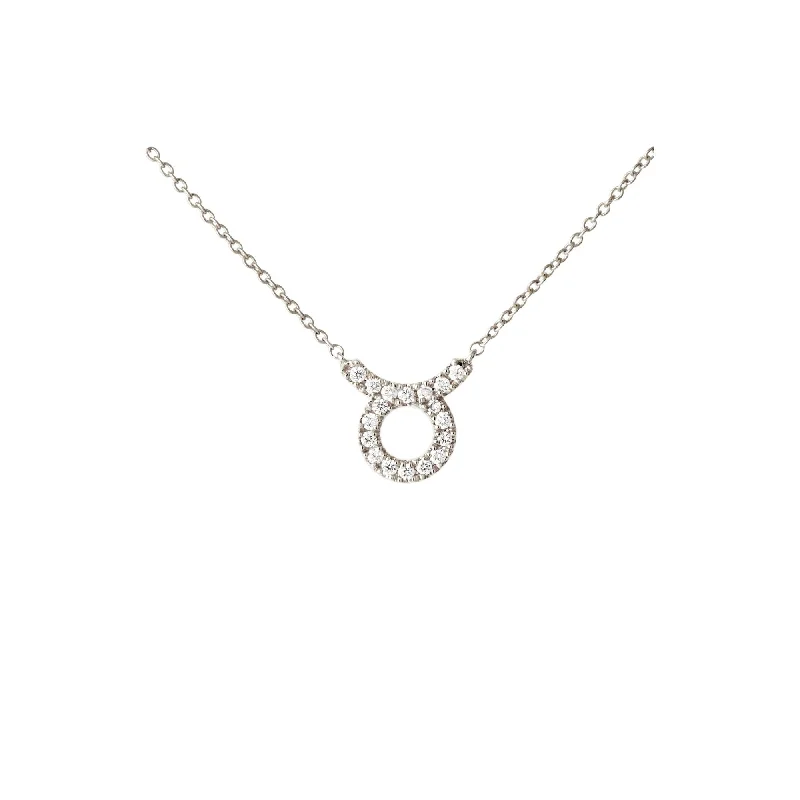birthstone necklace for mom Petit Sign Taurus 18K Whitegold Necklace w. Diamonds