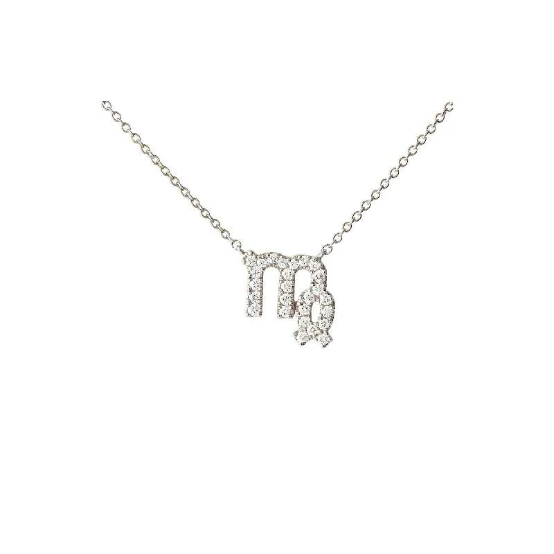 sapphire engagement ring halo Petit Sign Virgo 18K Whitegold Necklace w. Diamonds