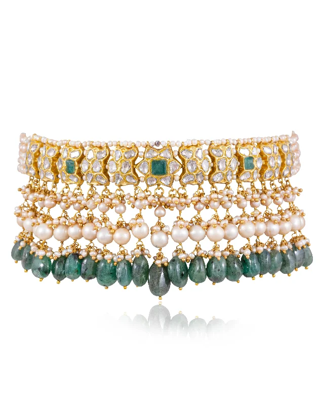 tiny opal stud earrings Faalguni Polki Choker