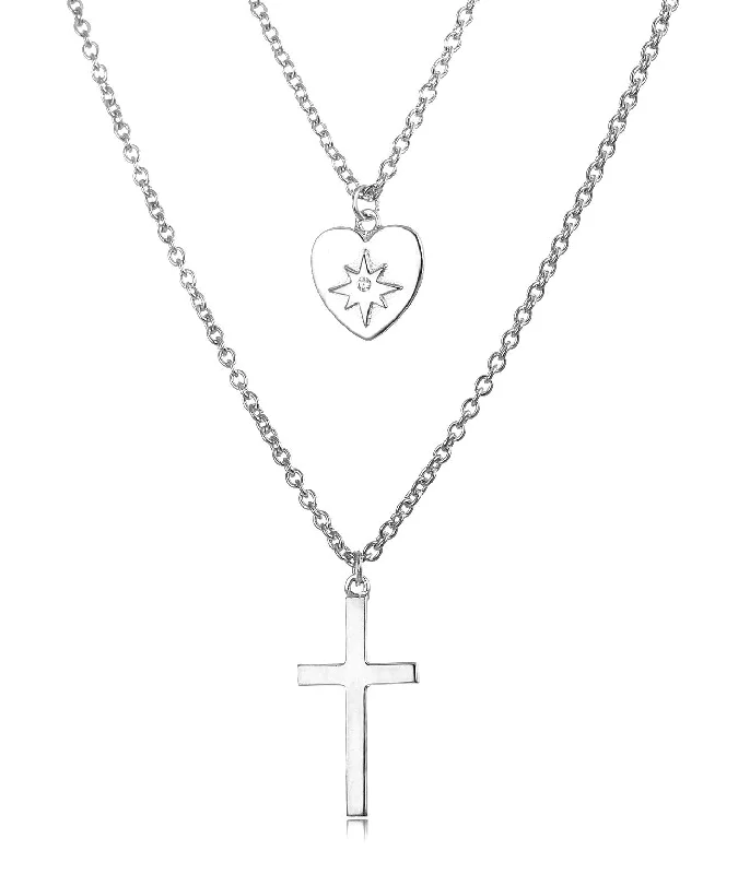 classic pearl bridal earrings Faith & Love Sterling Silver Necklace