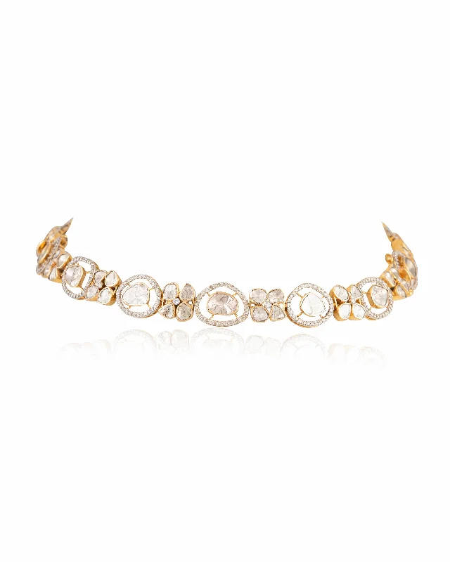 gold bar earrings minimalist Falisha Polki And Diamond Choker