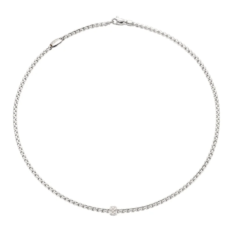 adjustable toe ring silver Necklace with 0.19ct Diamonds