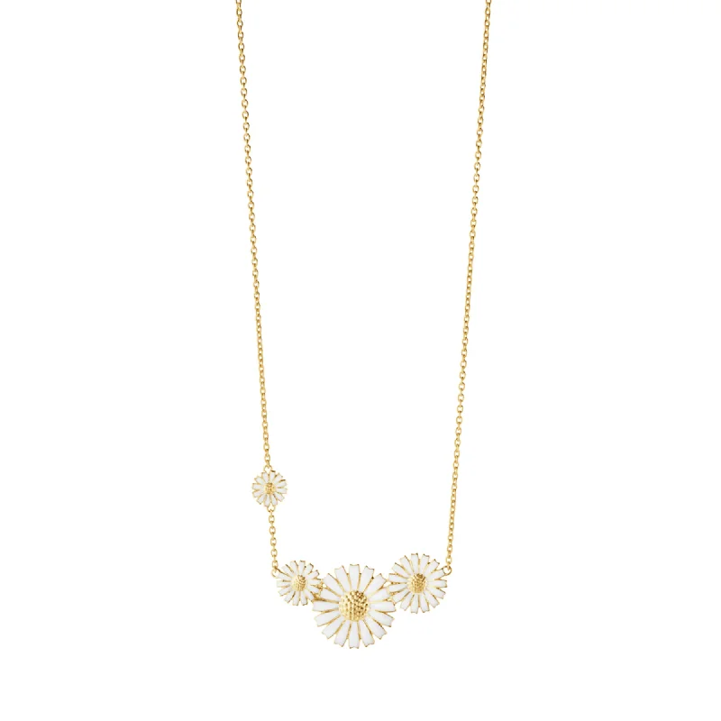 dainty beaded stretch bracelet Daisy Four Flower Gold Plated Necklace