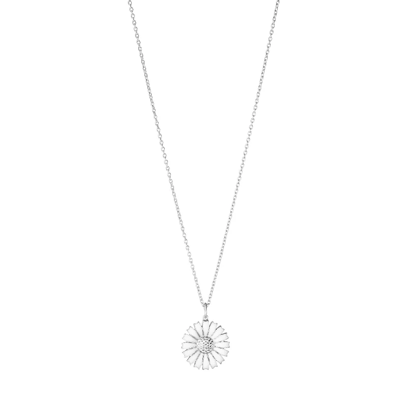 men’s titanium ring with diamonds Daisy Silver Necklace w. White Enamel