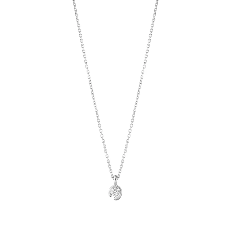 luxury diamond anniversary band Mercy 18K White Gold Necklace w. 0.05 ct Diamond