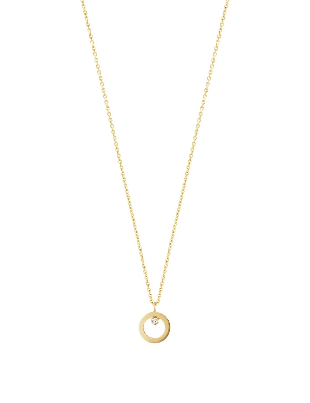 rustic wooden bead bracelet Halo 18K Gold Necklace w. Diamond 0.01 ct