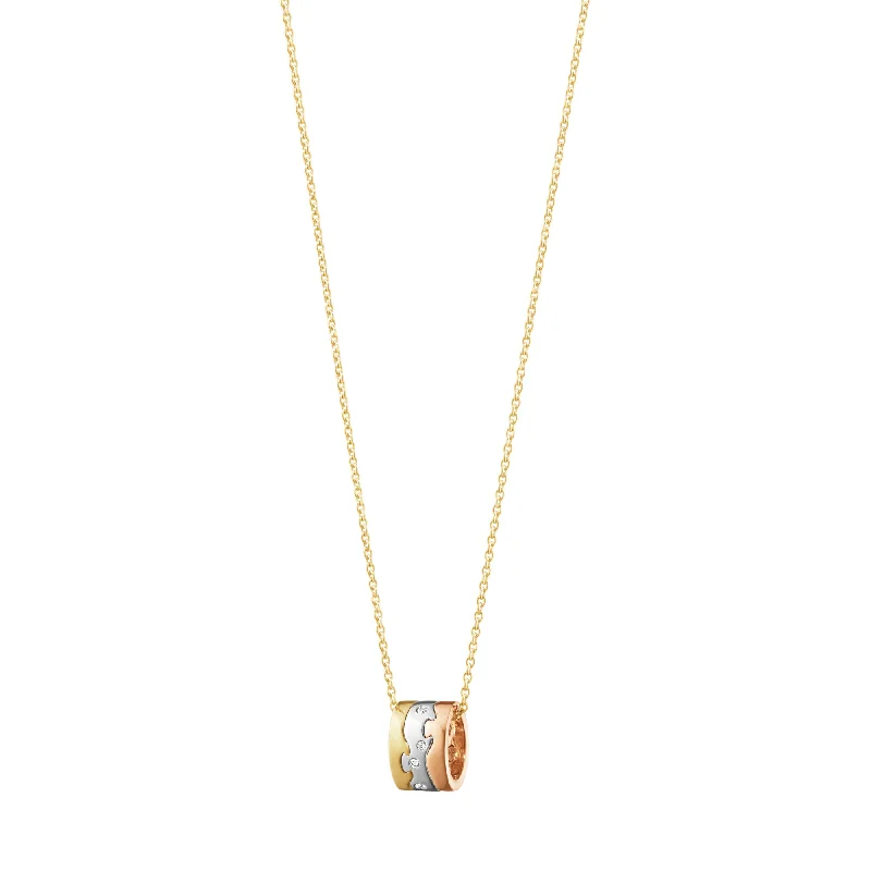 classic pearl bridal earrings Fusion 18K Gold, White Gold & Rose Gold Necklace w. Diamonds 0.05 ct