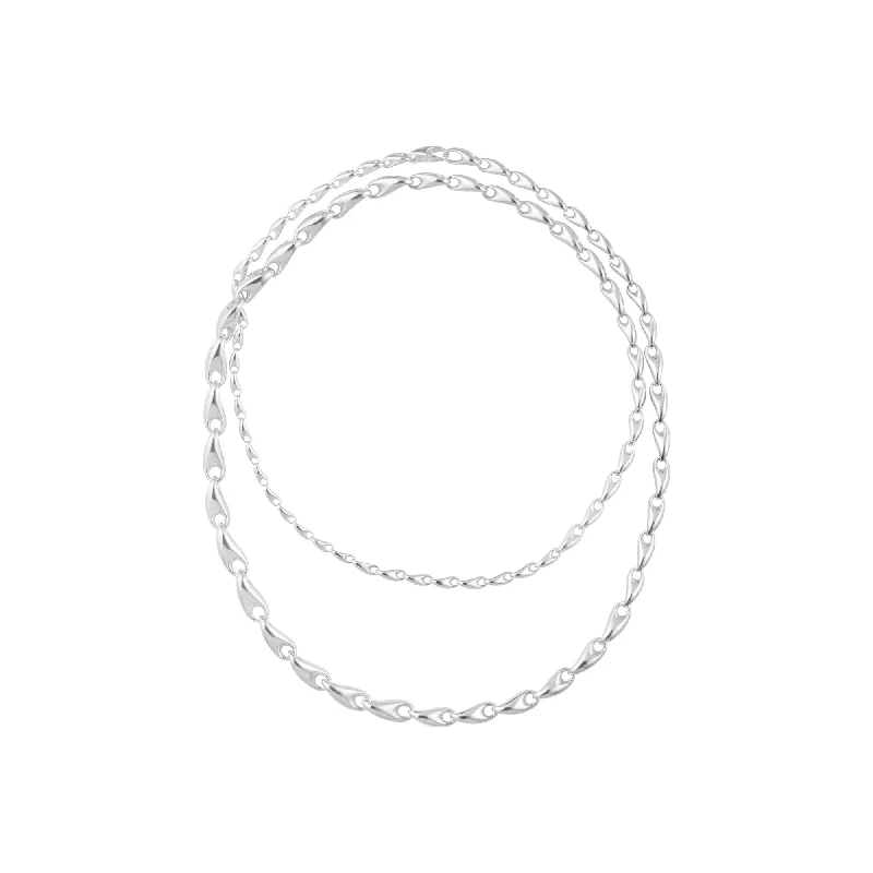 emerald cut diamond wedding ring Reflect Long Silver Necklace