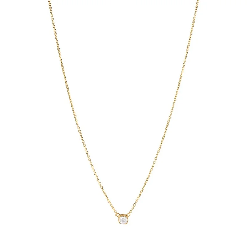 minimalist black diamond studs Signature Solitaire 18K Gold Necklace w. 0.10ct Diamond