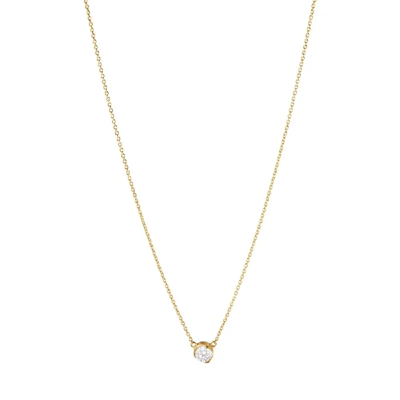 celestial lunar eclipse pendant Signature Solitaire 18K Gold Necklace w. 0.20ct Diamond