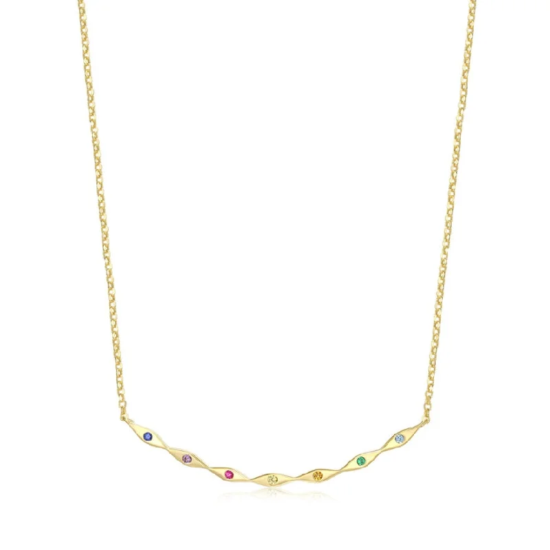 waterproof beach anklet stainless steel Gold Plated Rainbow CZ Necklace