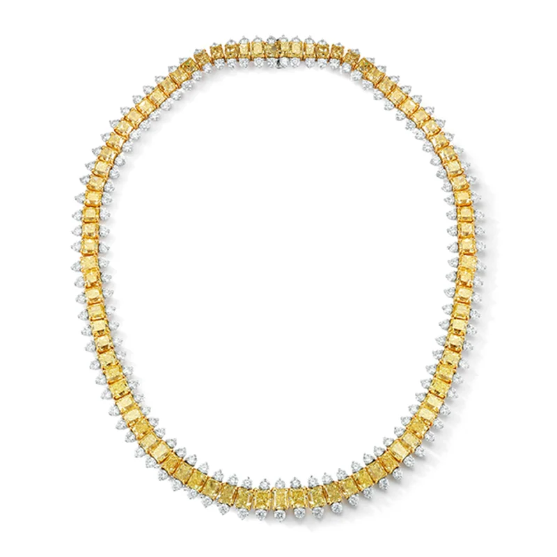 white gold necklace simple Gold & Platinum Fancy Yellow Diamond Necklace