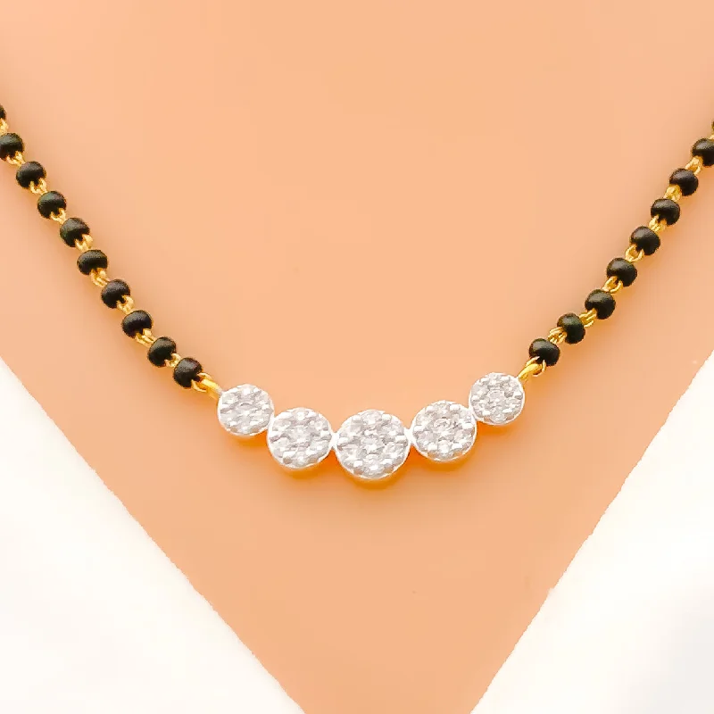 minimal diamond bar necklace Graceful Five Flower Diamond + 18k Gold Mangal Sutra