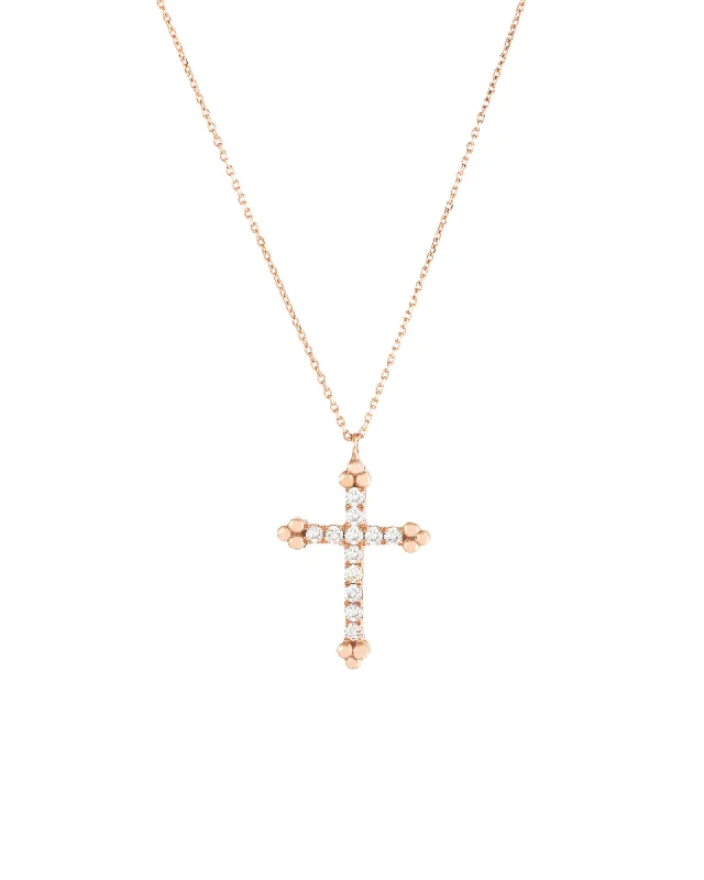 vintage-style garnet ring Cross 18K Gold, Whitegold or Rosegold Necklace w. 12 Diamonds