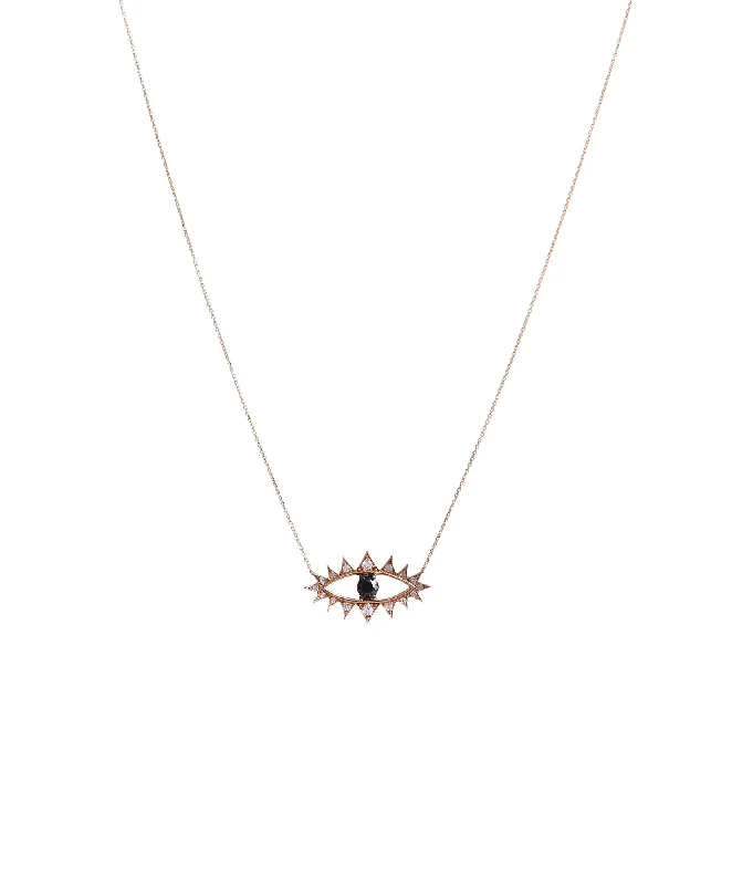 dainty cherry blossom ring Eye 18K Gold, Whitegold or Rosegold Necklace w. Diamonds