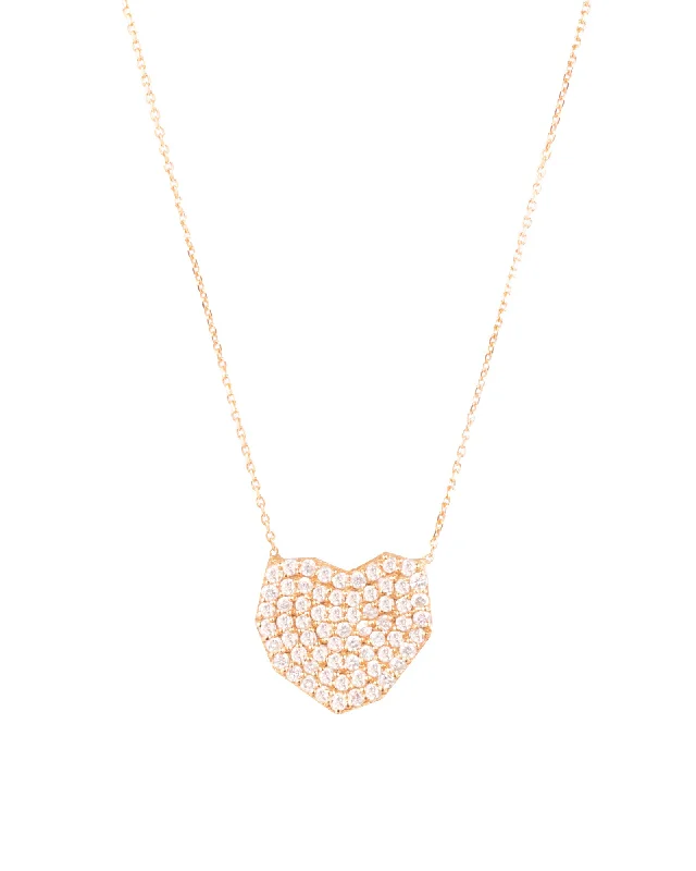 bold gothic skull necklace Heart 18K Gold, Whitegold or Rosegold Necklace w. Diamonds