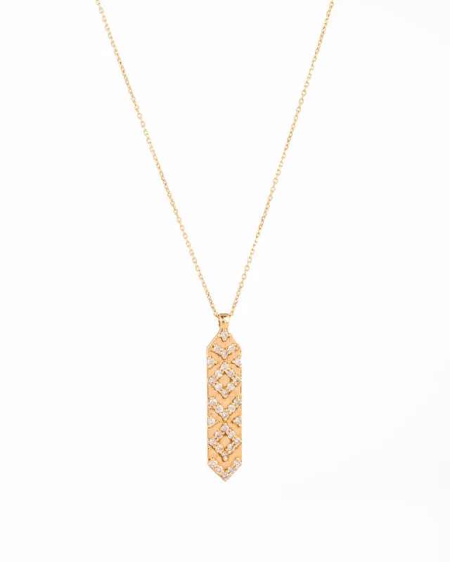 emerald-cut aquamarine necklace Rectangular & Arrows 18K Gold, Whitegold or Rosegold Necklace w. Diamonds